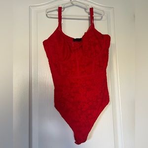 Red Lacey Lingerie Bodysuit